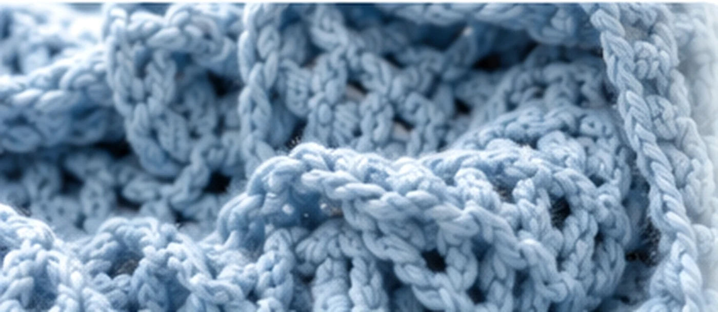 Textura conceitual de crochê azul bebê